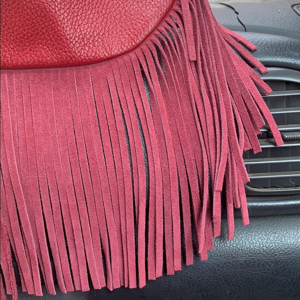 Claudia Firenze Red Fringe Crossbody LEATHER Bag